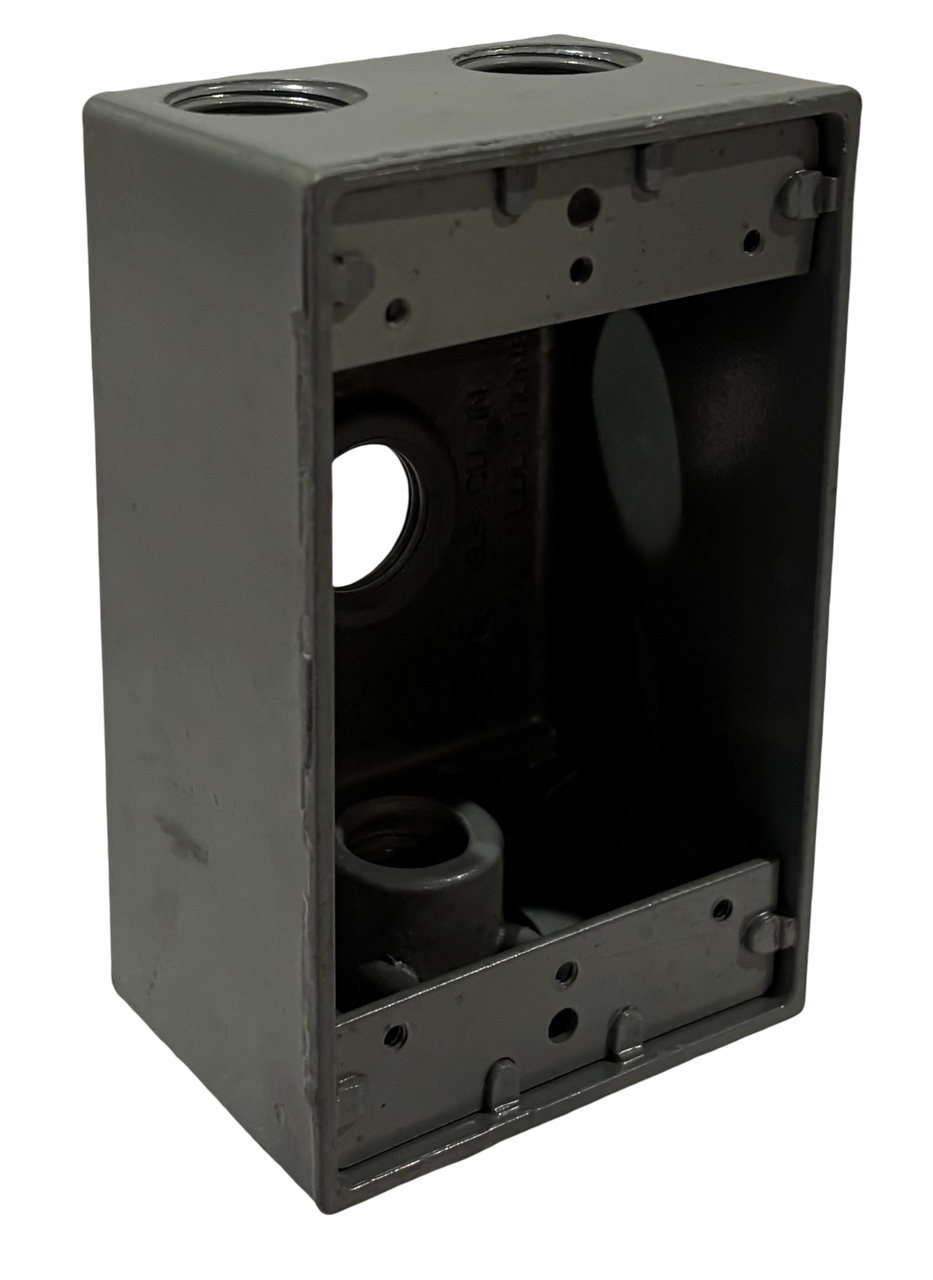 Red Dot IH4-1-LM Single Gang Universal Weatherproof Box 4 Hubs 1/2 In  Aluminum