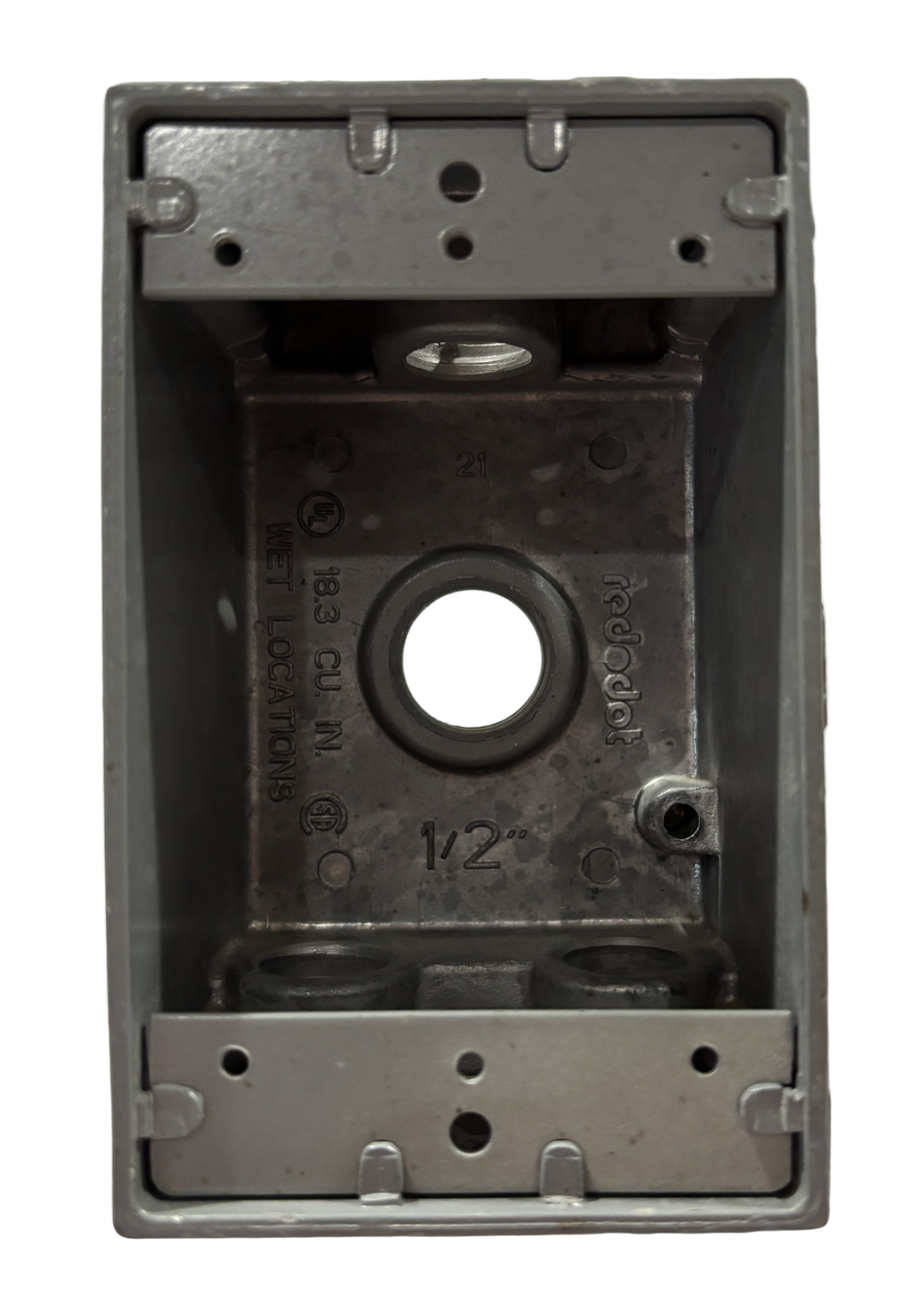 Red Dot IH4-1-LM Single Gang Universal Weatherproof Box 4 Hubs 1/2 In  Aluminum