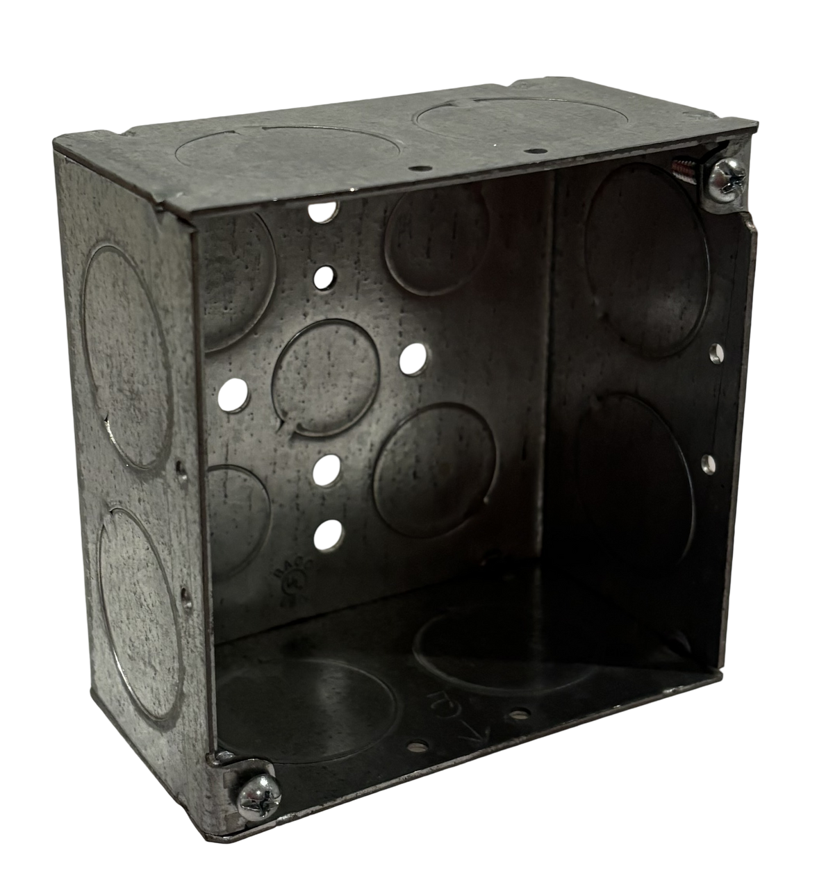 Raco 8233 Square Box 4 In 2 1/8 Deep 2 Gang Steel  1/2 In; 3/4 In; 1 In KO's