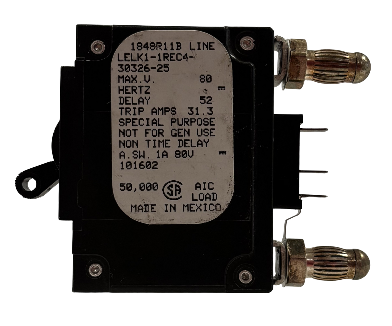 Airpax LELK1-1REC4-30326-25 Breaker 25A 80V 1P 50kA Bullet Style