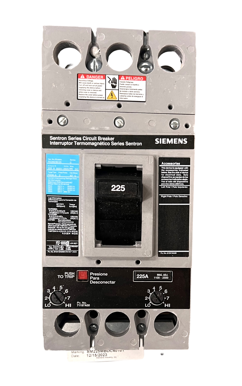 Siemens P2O42FX225FTS Lighting Panel Type P2 250A 125/250VDC 1PH 3W NEMA 1 42 SP