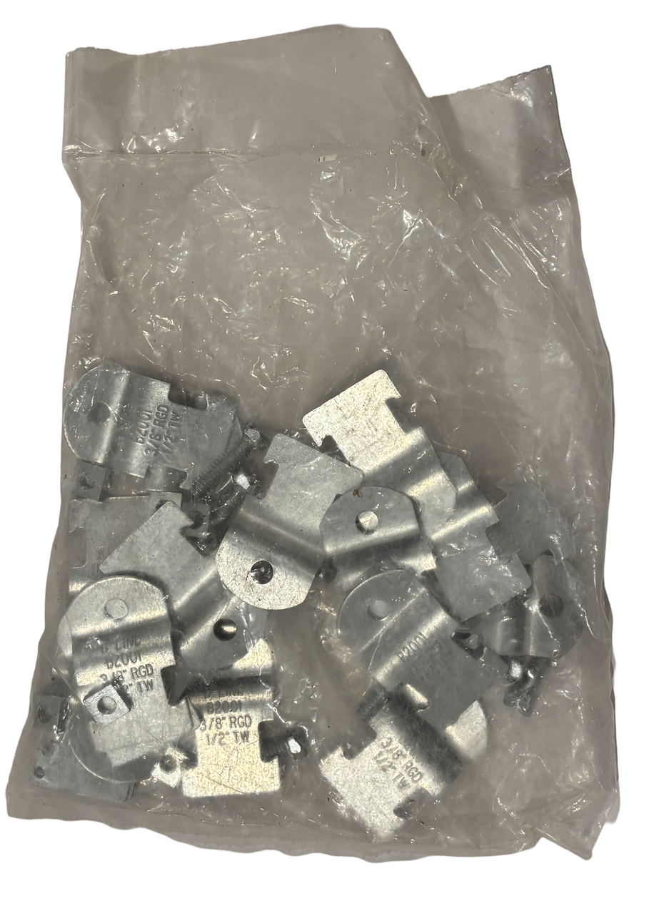 B-Line B2001 Pipe and Conduit Strut Clamp 1/2 Inch TW 3/8 Inch Rigid Steel 10/PKG