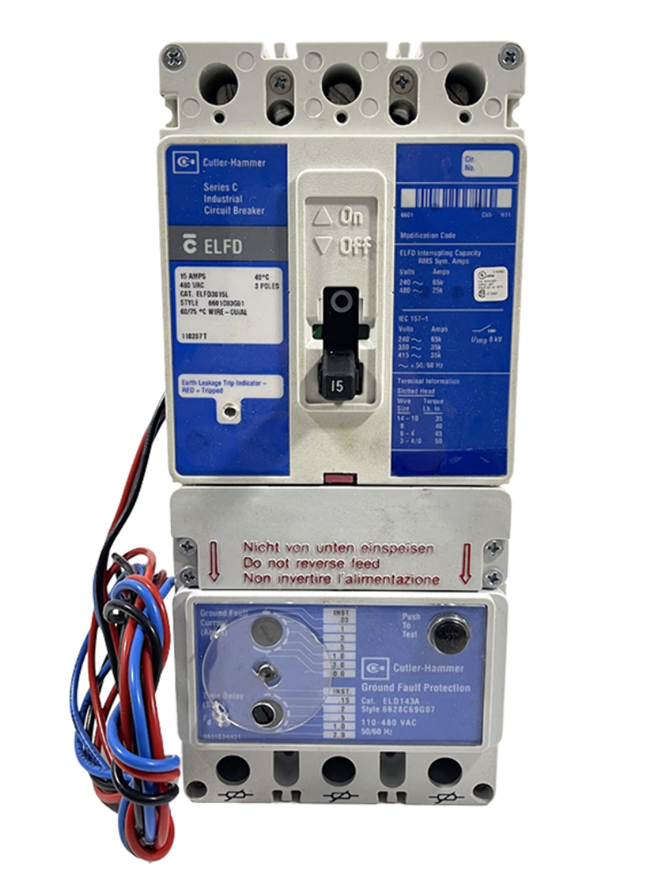 Cutler Hammer ELFD3015L Cutler-Hammer ELFD3015L Circuit Breaker15A 480V 3P