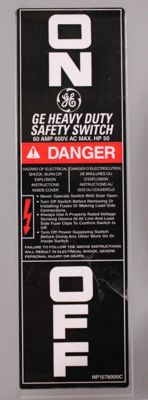 General Electric TH3362R - Heavy Duty Safety Switch 60A 600V 3P NEMA 3R