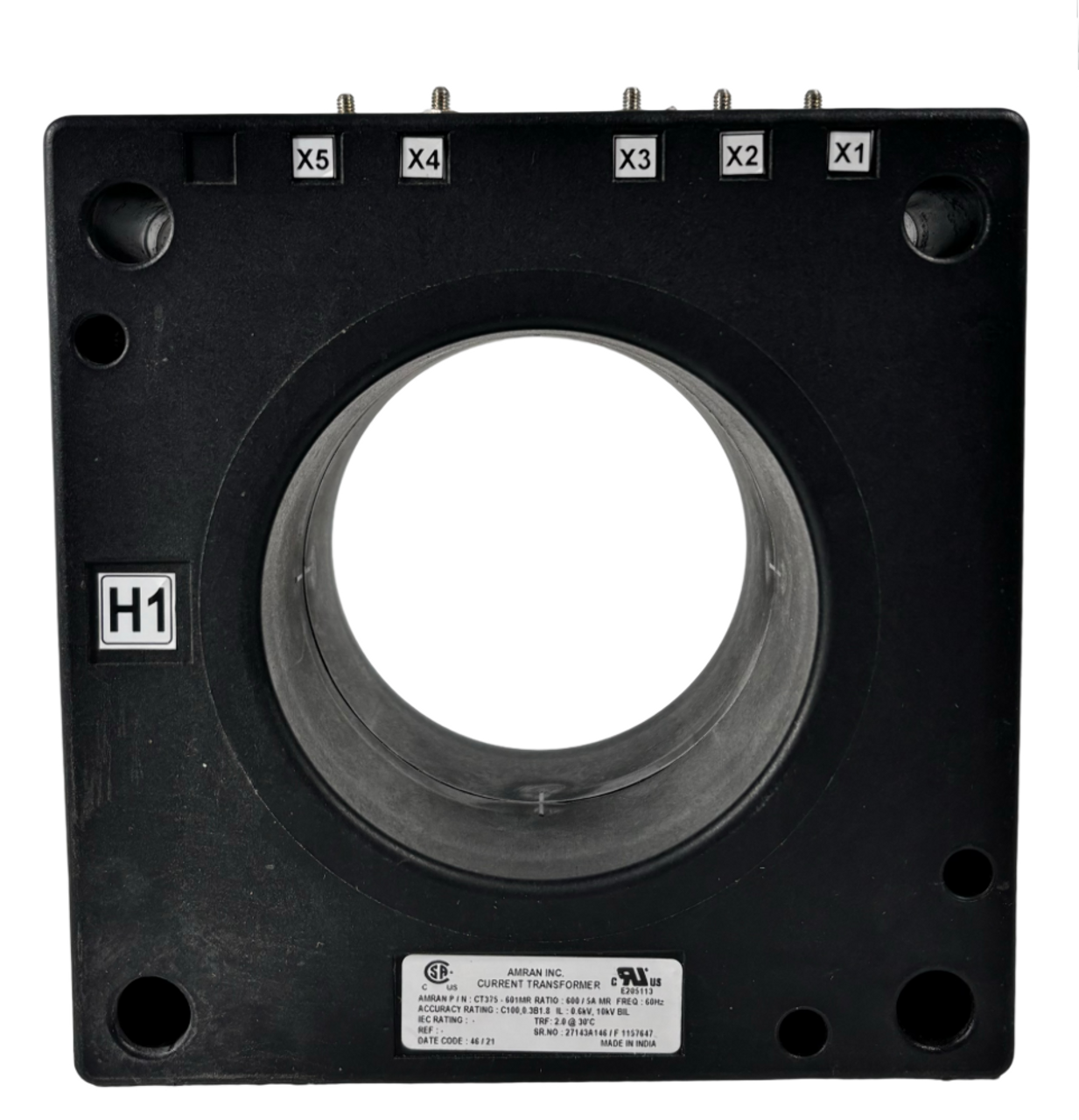 Amran CT375-601MR Current Transformer 600:5 C100 10kV BIL Full Wave 4 In Window