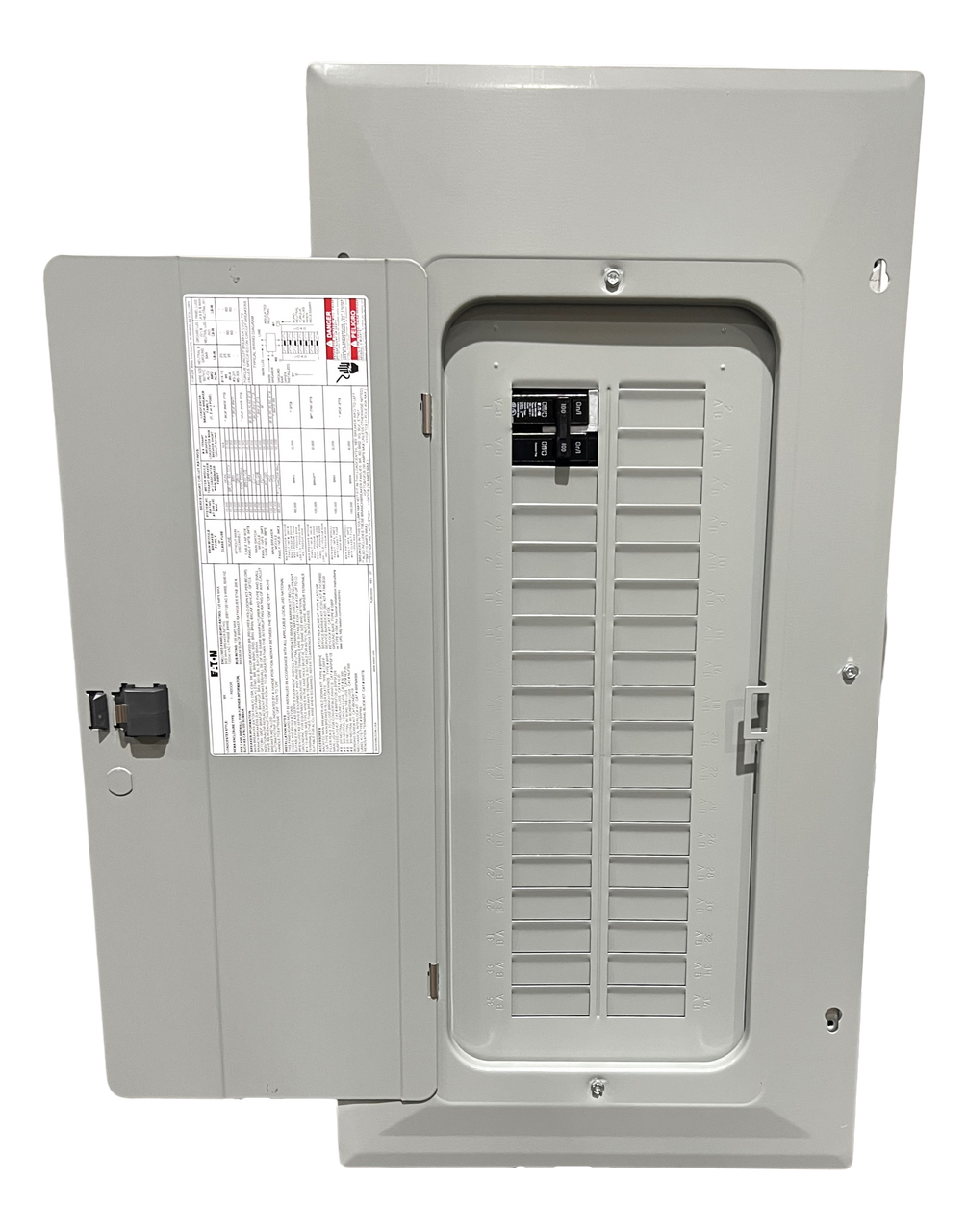 Eaton BRP30B100 100A Main Breaker Loadcenter 120/240V 1PH 30 Spaces 60 Circuits NEMA 1 Plug-On Neutral Aluminum Bus