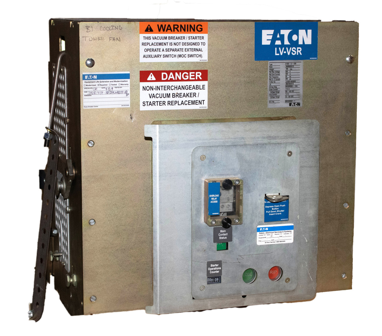 Eaton K1600-LV-VSR Breaker to Motor Starter 425A 600V 300HP@480V 200kA Fused