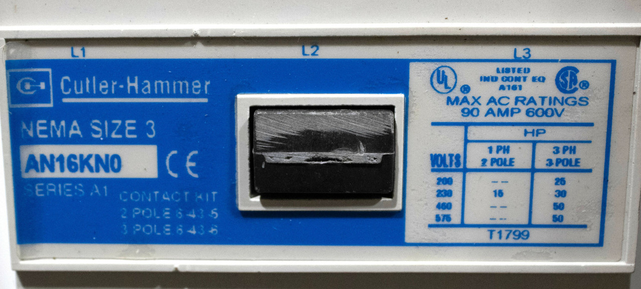 Cutler Hammer ECN1831CAA Comb Non-Reversing Starter 100A 250V 3PH NEMA 1 Type R