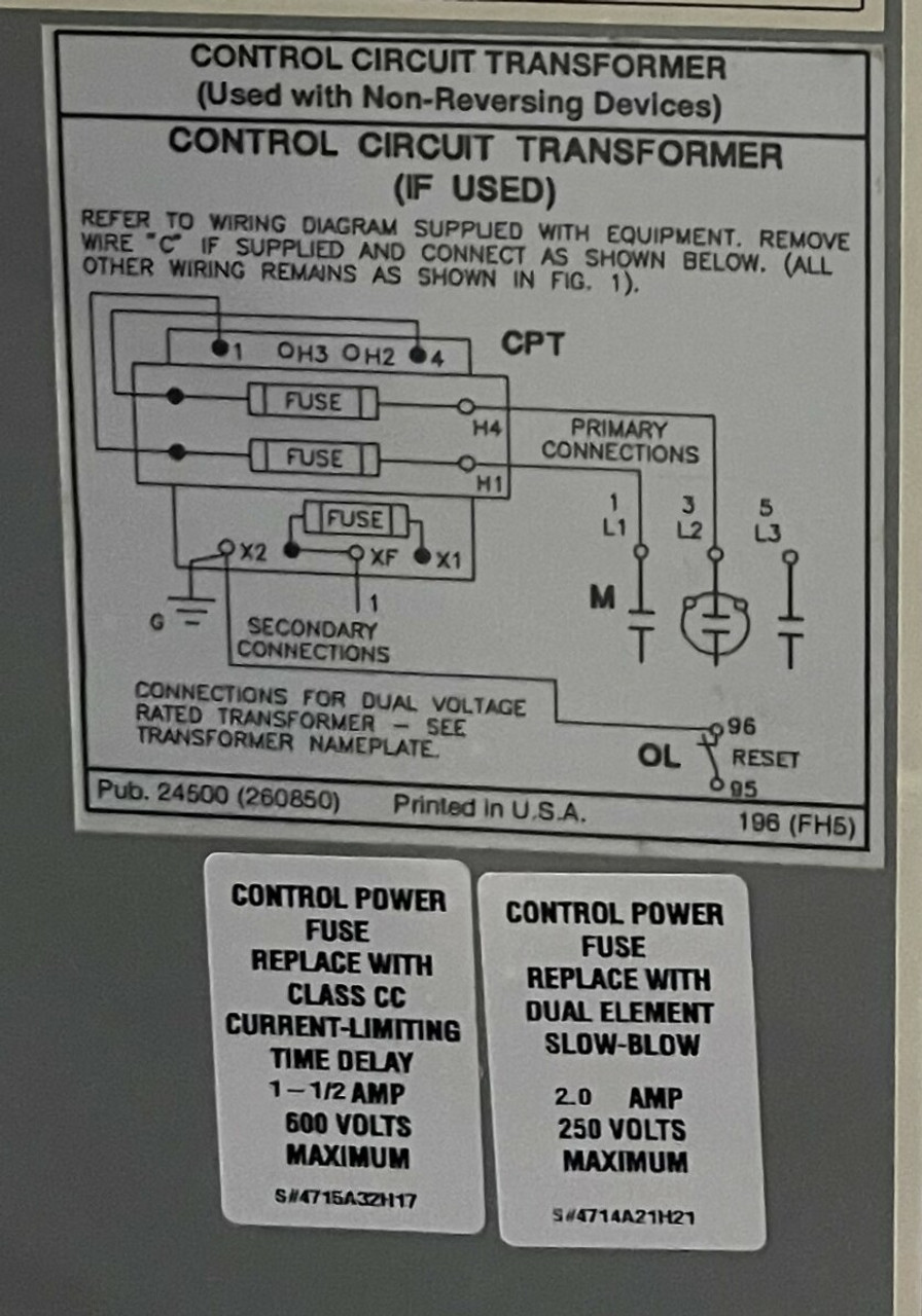 Cutler Hammer ECN1831CAA Comb Non-Reversing Starter 100A 250V 3PH NEMA 1 Type R