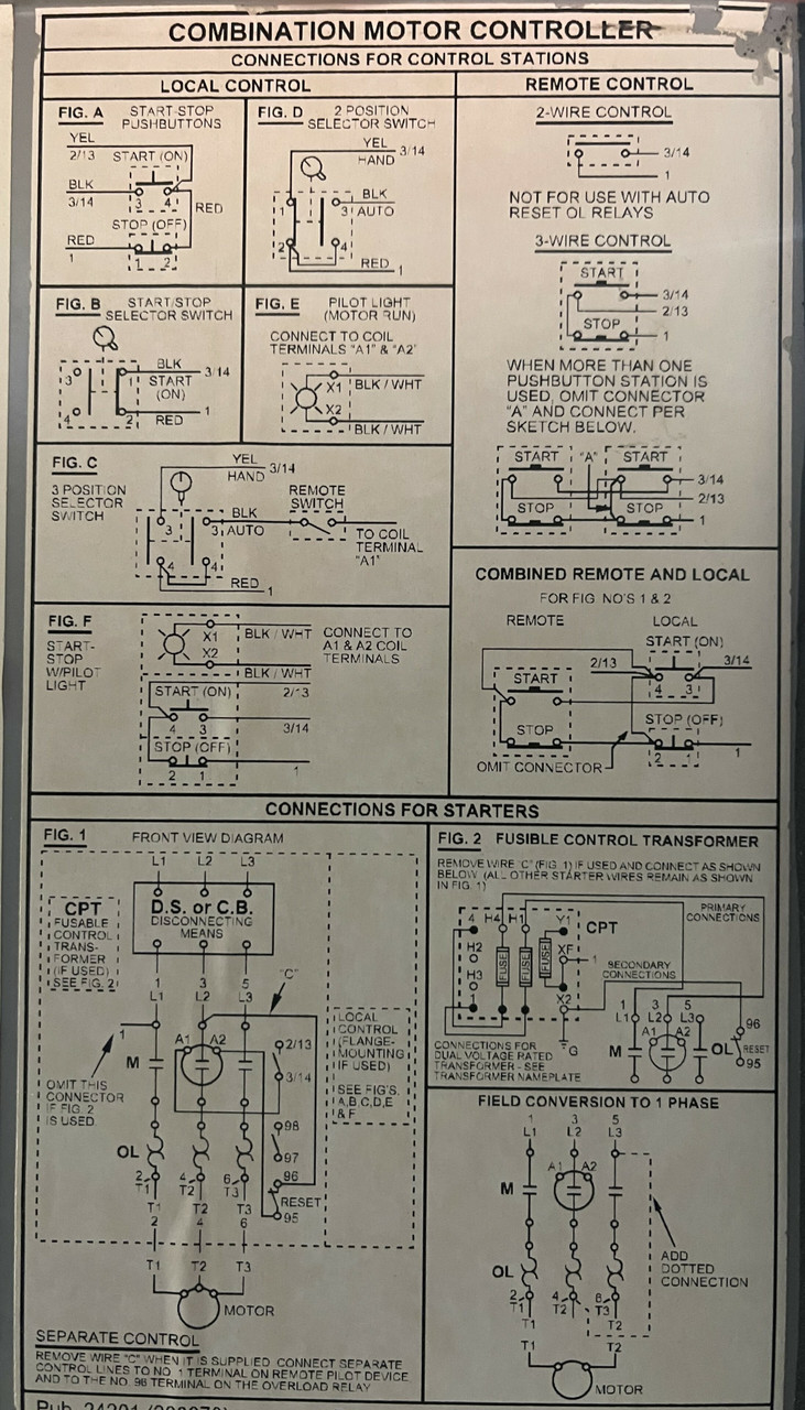 Cutler Hammer ECN1831CAA Comb Non-Reversing Starter 100A 250V 3PH NEMA 1 Type R
