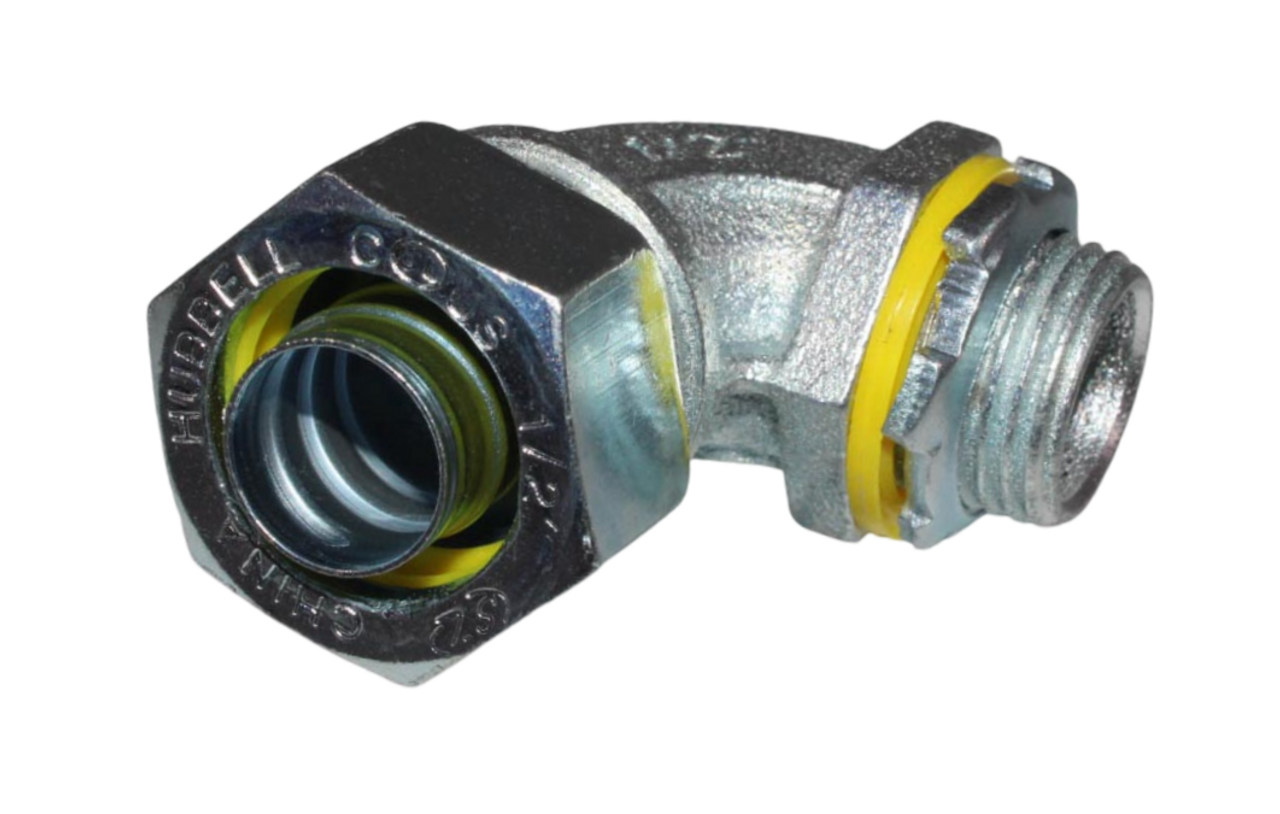 Hubbell 3422-8 Uninsulated Liquid Tight Connector 1/2-inch 90 Degree