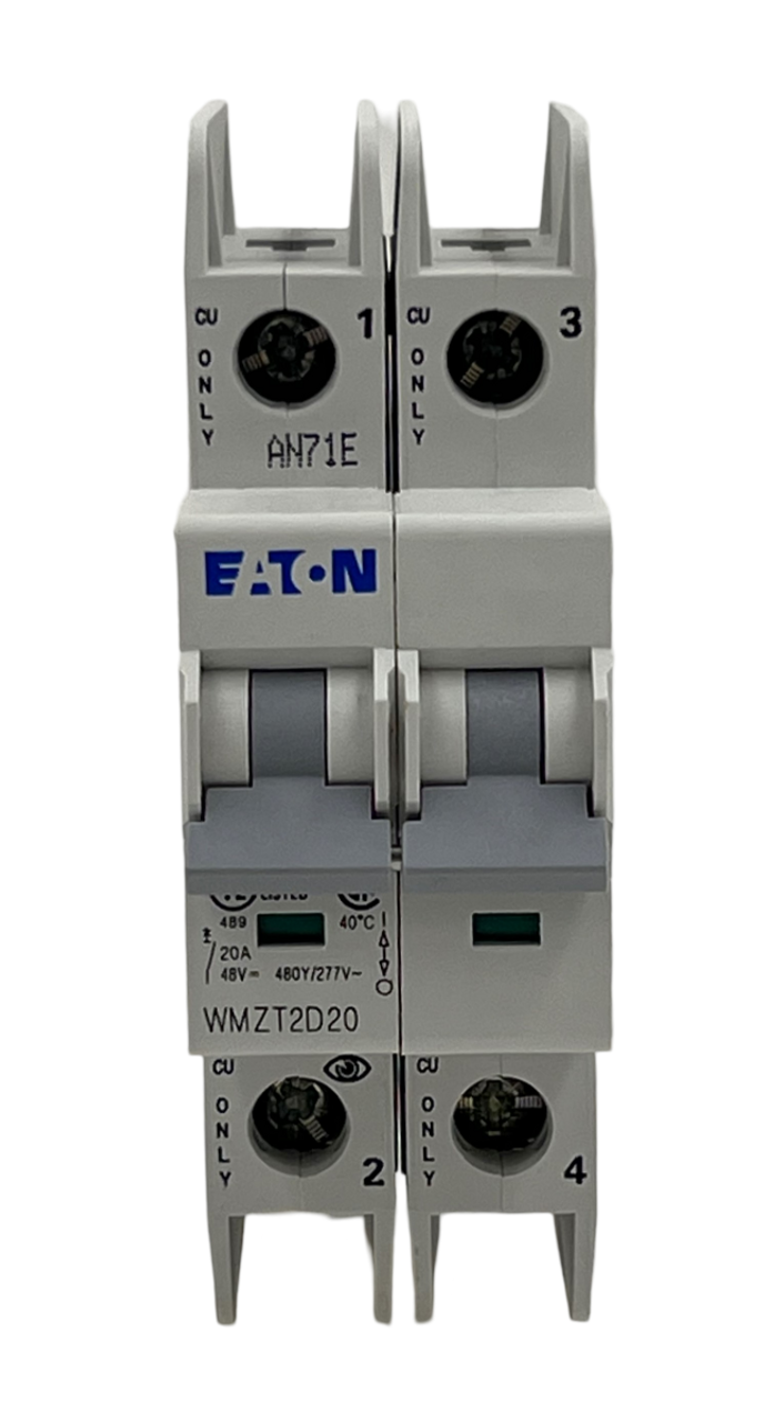 Eaton WMZT2D20  Breaker 20A 277/480V 2P 1PH 10kA DIN Rail Series WMZ