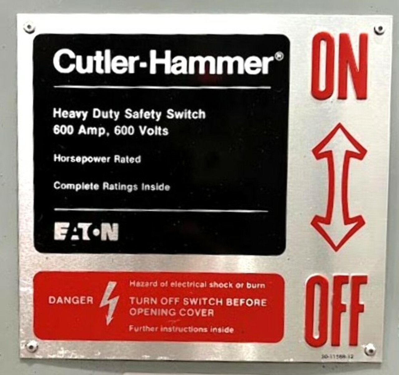Eaton DH366UGK Non-Fusible Safety Switch 600A 600V 3P 3PH 3W NEMA 1 Single Throw