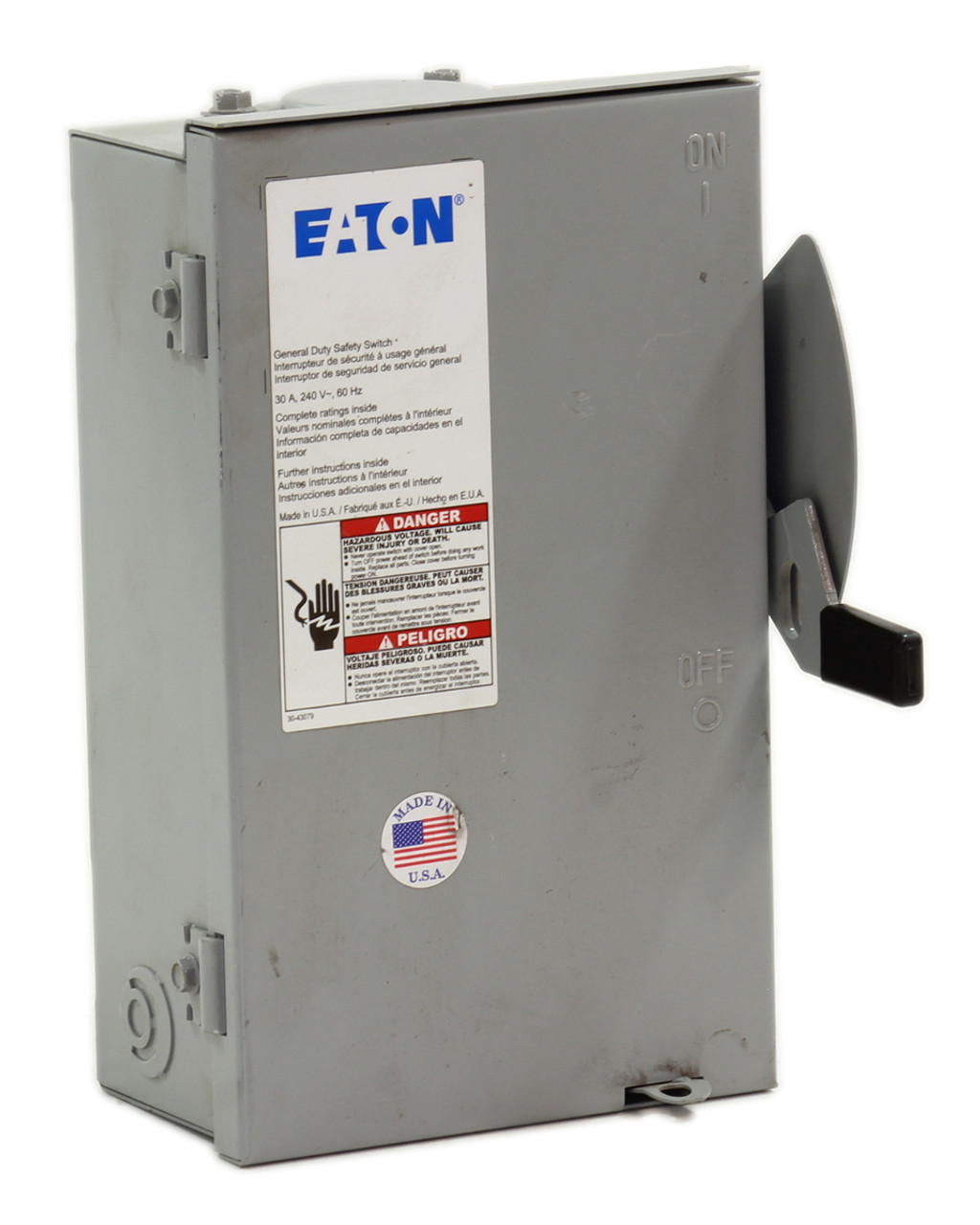 Eaton DG321URB Non-Fusible Disconnect 30A 240V 3P 3W NEMA 3R Single Throw