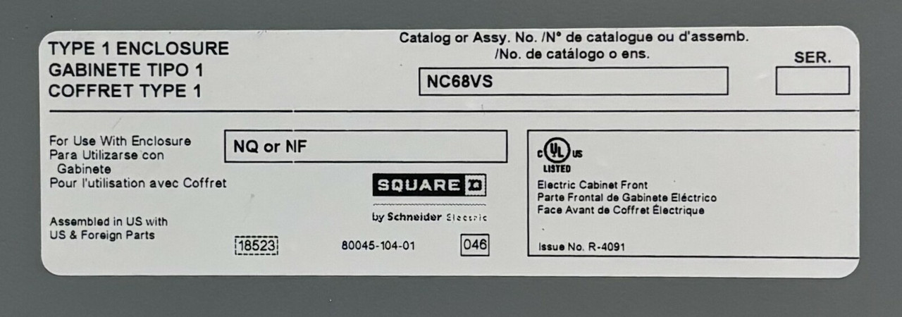 Square D NQ Main Breaker Panelboard 250A 208Y/120V 3PH 4W 42SP NEMA 1 Encl