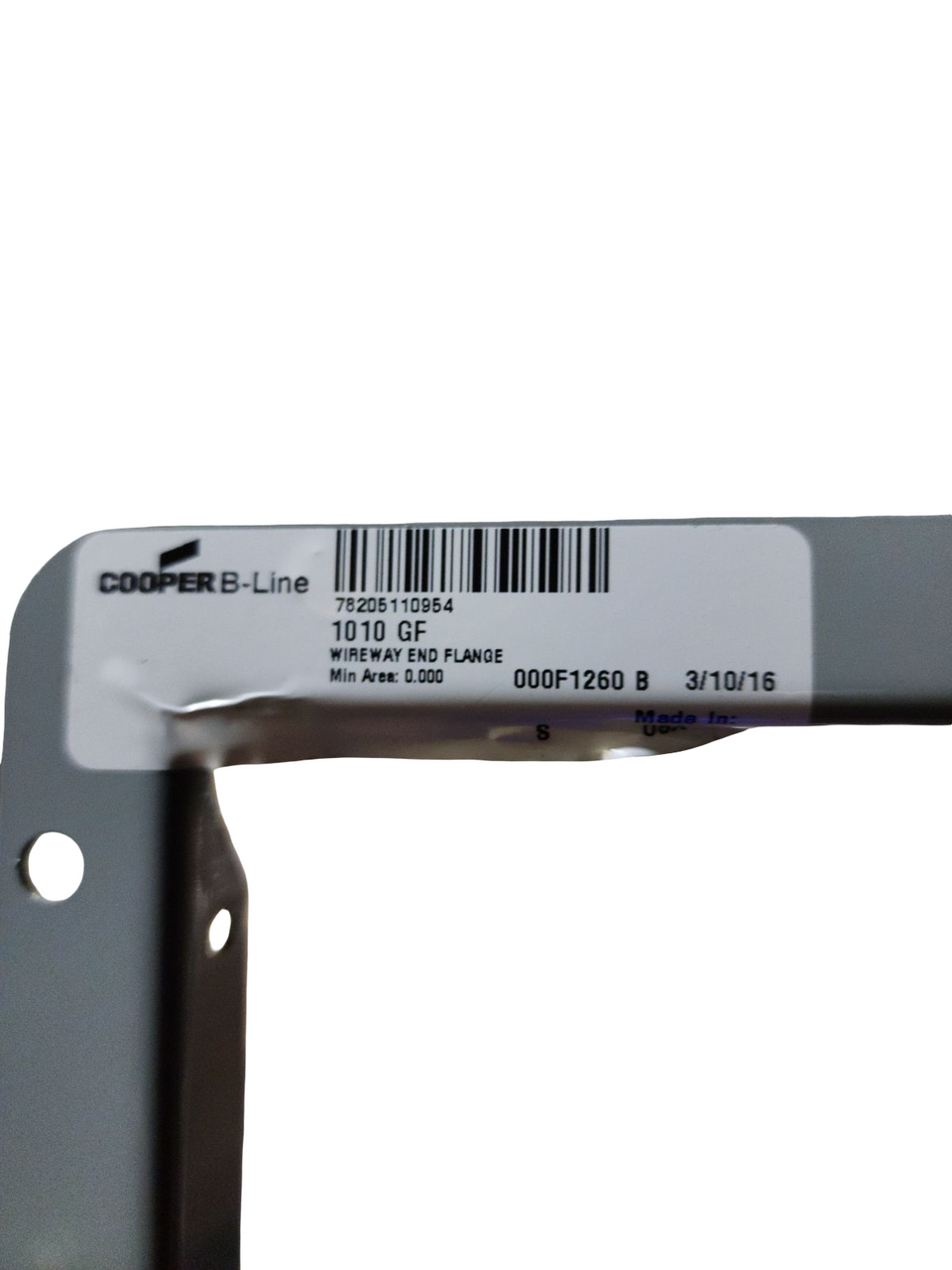 Cooper B-Line 1010 GF Wireway End Flange 10A×10A NEMA 1 Steel