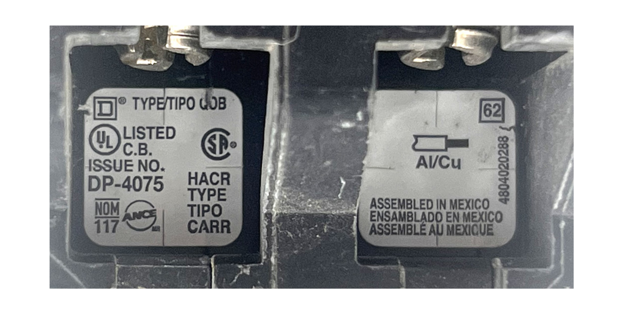 Square D QOB250 Breaker 50A 120/240V 2P 1PH 10kA Bolt-On