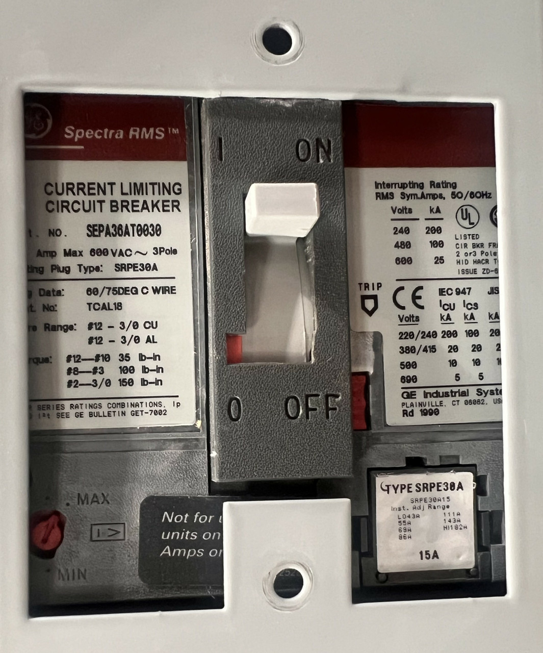 GE Spectra Series Switchboard - 2000A 480V 3PH 3W 60Hz Type 1