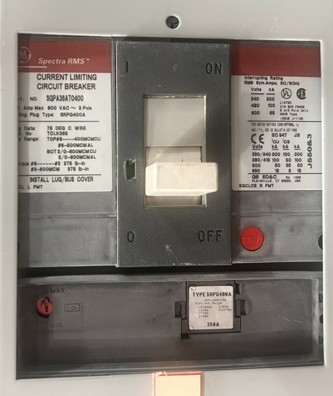 GE Spectra Series Switchboard - 2000A 480V 3PH 3W 60Hz Type 1