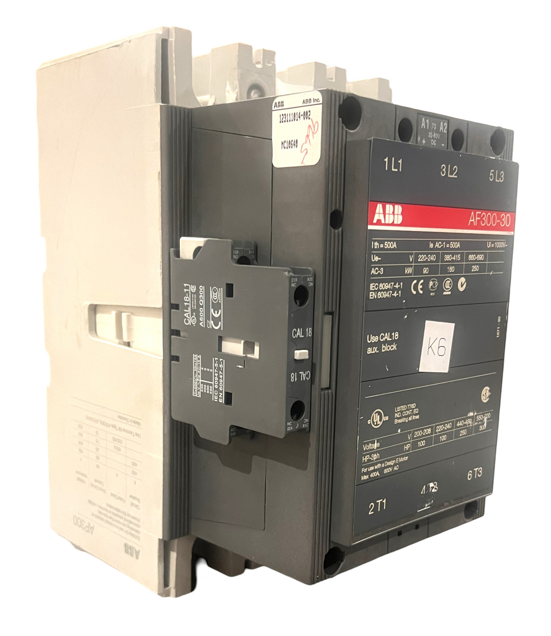 ABB AF300-30 - Contactor 500A 20-60V 3P 3PH Series AF w/Chipped Corner