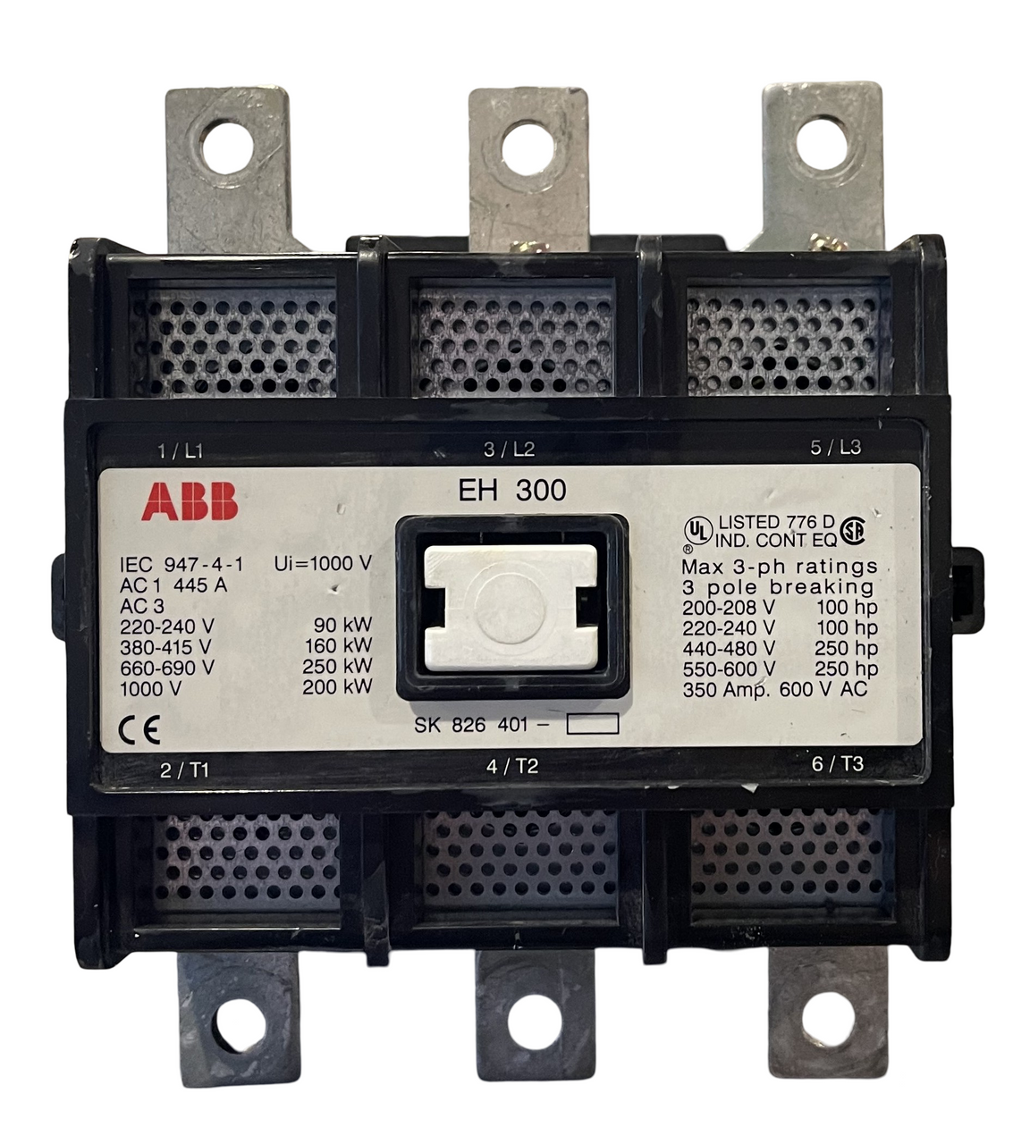 ABB EH 300 Contactor 350A 600V 3P 3PH Coil: 24V W/ Auxiliary