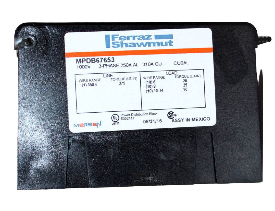 Ferraz Shawmut MPDB67653 – 3-Pole Open-Style Power Distribution Block, Dual-Rated Aluminum/Copper