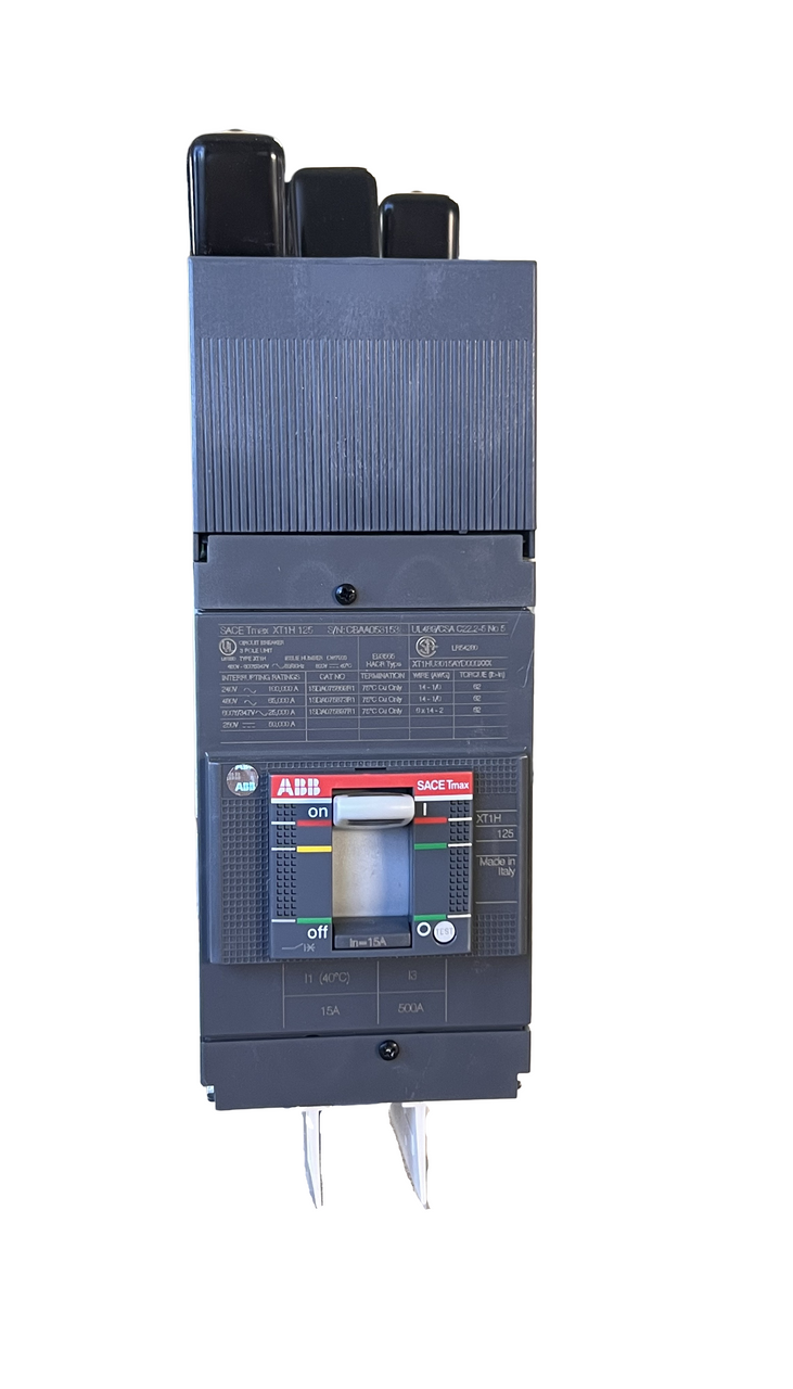 ABB XT1HU3015AYD000XXX – 15 A, 3‑Pole Tmax XT1H Thermal‑Magnetic MCCB, 65 kA @ 480 V, UL/CSA