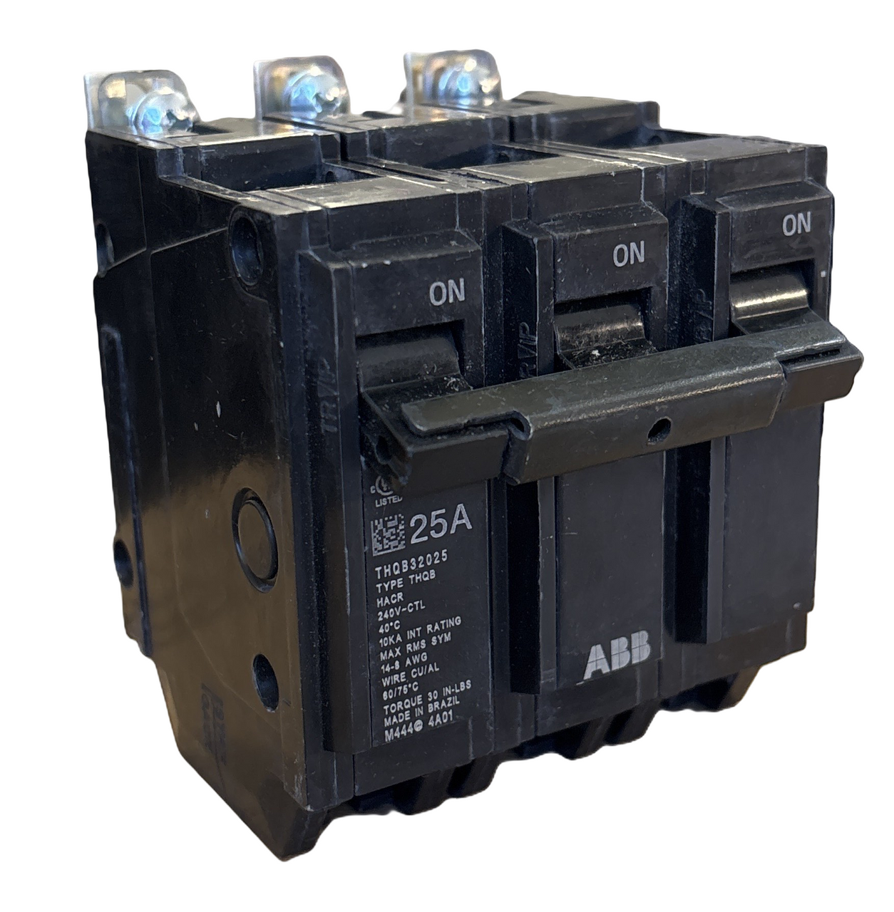 ABB THQB32025 Circuit Breaker – 3 Pole, 25 Amp, 240V, Bolt-On, Q-Line, UL Listed