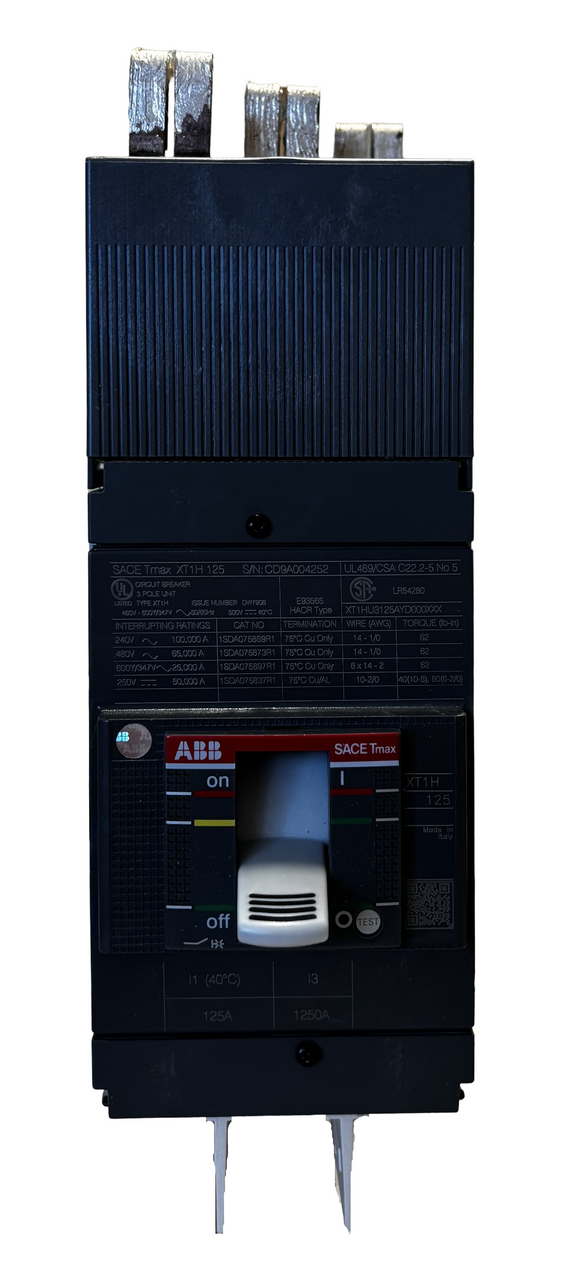 ABB XT1HU3125AYD000XXX Molded Case Circuit Breaker – 3 Pole, 125A, 600Y/347V AC, UL Listed