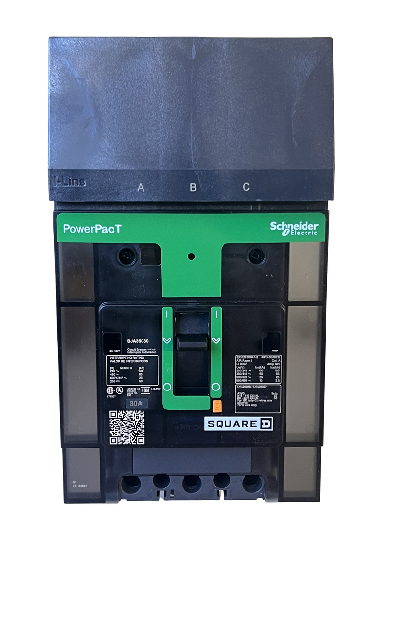 Square D BJA36030Z Circuit Breaker 30A 3-Pole 600Y/347VAC  I-Line 25kA  PowerPacT B Thermal Magnetic