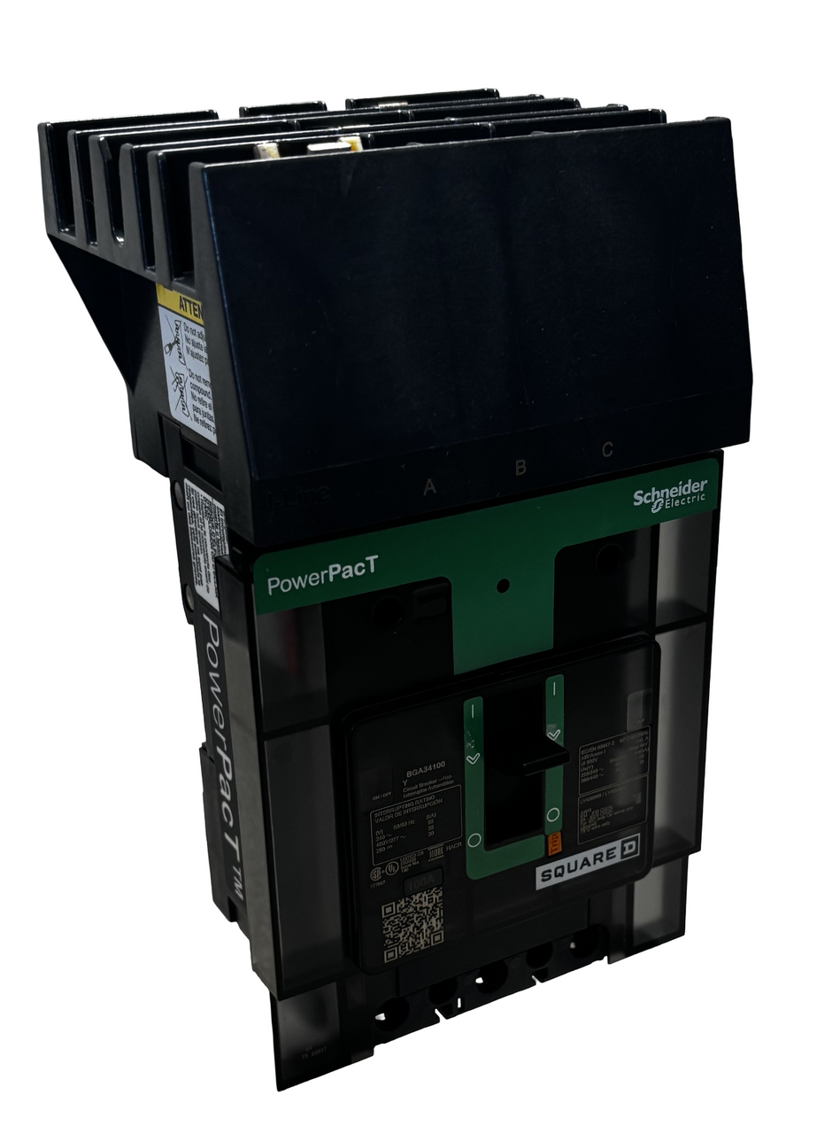 Square D BGA34100YZ Circuit Breaker – PowerPact B, 3 Pole, 100A, 480Y/277V AC, 35kA, I-Line, Thermal Magnetic