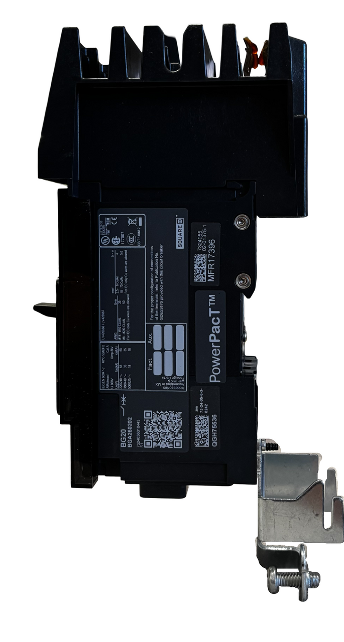 Square D BGA260202 Circuit Breaker – PowerPact B, 20A, 2 Pole, 600Y/347V AC, 18kA, I-Line, Thermal Magnetic, 80% Rated