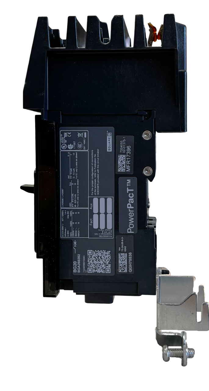 Square D BGA260202 Circuit Breaker – PowerPact B, 20A, 2 Pole, 600Y/347V AC, 18kA, I-Line, Thermal Magnetic, 80% Rated
