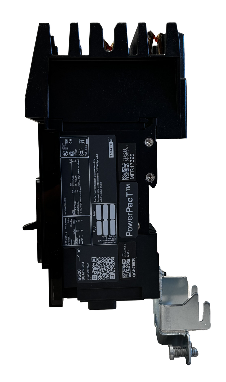 Square D BGA260204 PowerPact B Circuit Breaker – 20A, 2 Pole, 600Y/347V AC, 18kA, I-Line, Thermal Magnetic, 80% Rated, BC