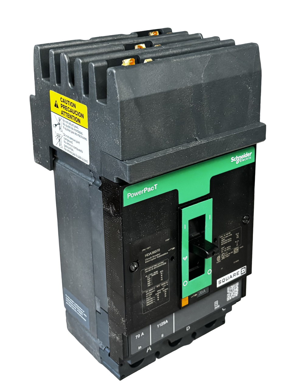 Square D HDA36070 Circuit Breaker | 70A | 3-Pole | 600V AC | 14kA | I-Line | Thermal Magnetic | VisiTrip