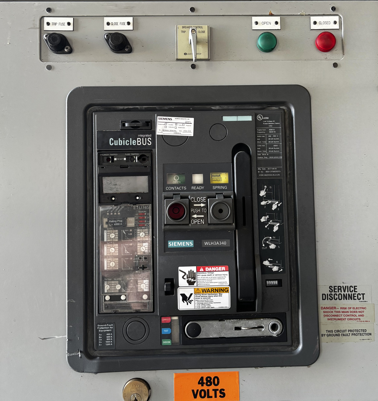 Siemens WL Low Voltage Switchgear | 4000A | 480/277V | 3PH | 4W | Surge, Meter, Test Switch