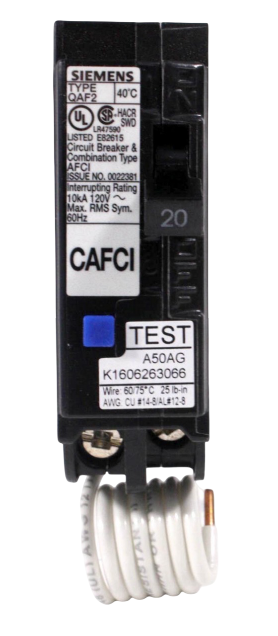 Siemens QA120AFCNL Circuit Breaker 20A 120V 1-Pole 1-Phase 10kA QAF2 Thermal Magnetic Plug-In