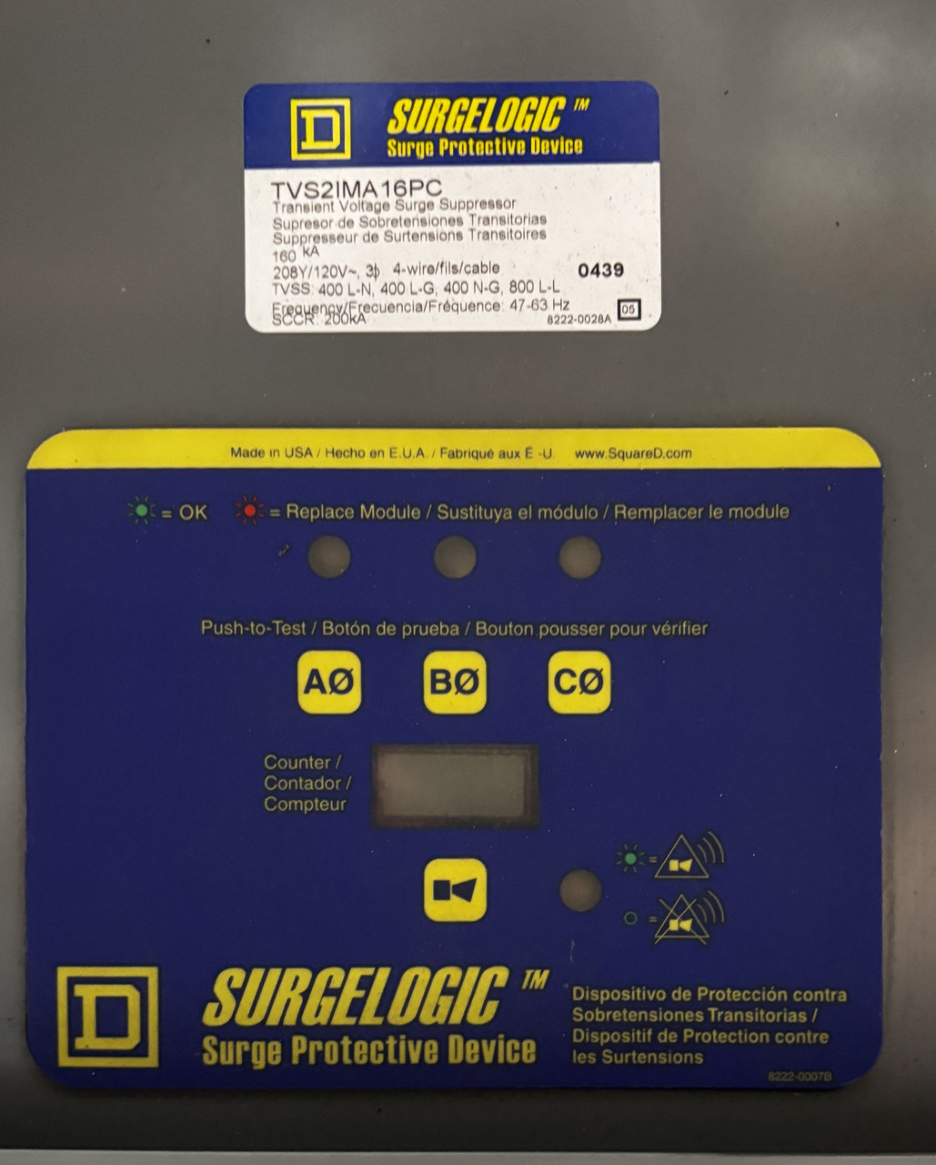 Square D NQOD 208Y/120V 3-Phase 225A 4-Wire Main Breaker Panel | 42 Spaces | Type 1 Enclosure | SureLogic SPD Square D NQOD 208Y/120V 3-Phase 225A 4-Wire Main Breaker Panel | 42 Spaces | Type 1 Enclosure | SureLogic SPD
