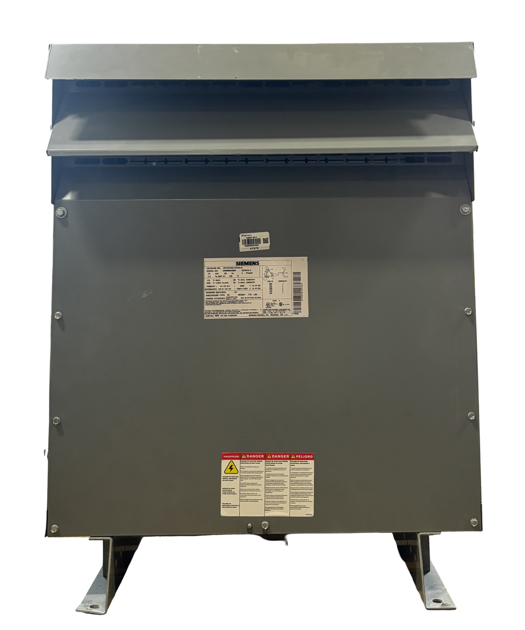 Siemens 3F3Y075K13FCD16 Transformer | 75kVA | 3-Phase | 480V to 208Y/120V | Copper Winding | NEMA 3R | 60Hz