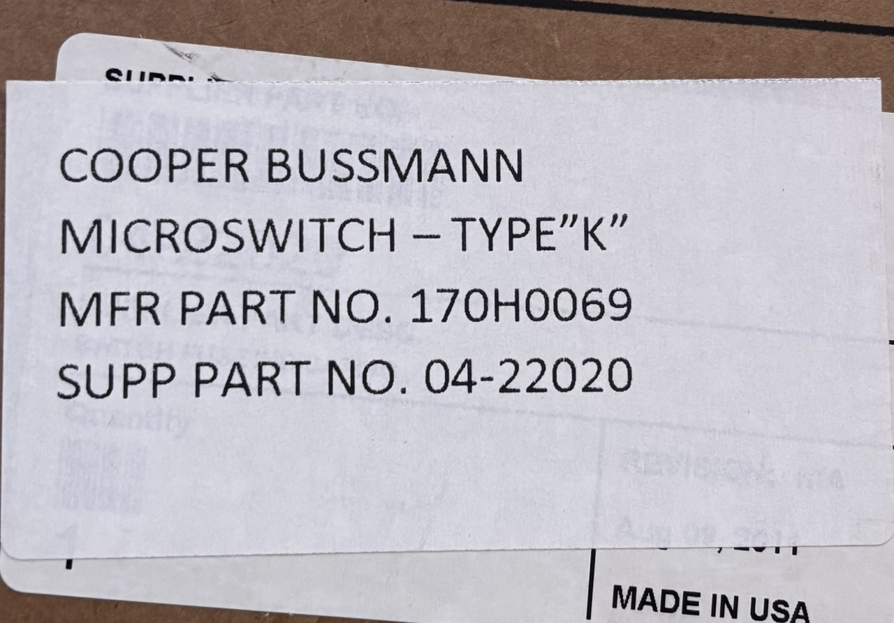 Cooper Bussmann 170H0069 High-Speed Microswitch – 5A with Indicator, Fuse Accessory Cooper Bussmann 170H0069 High-Speed Microswitch – 5A with Indicator, Fuse Accessory