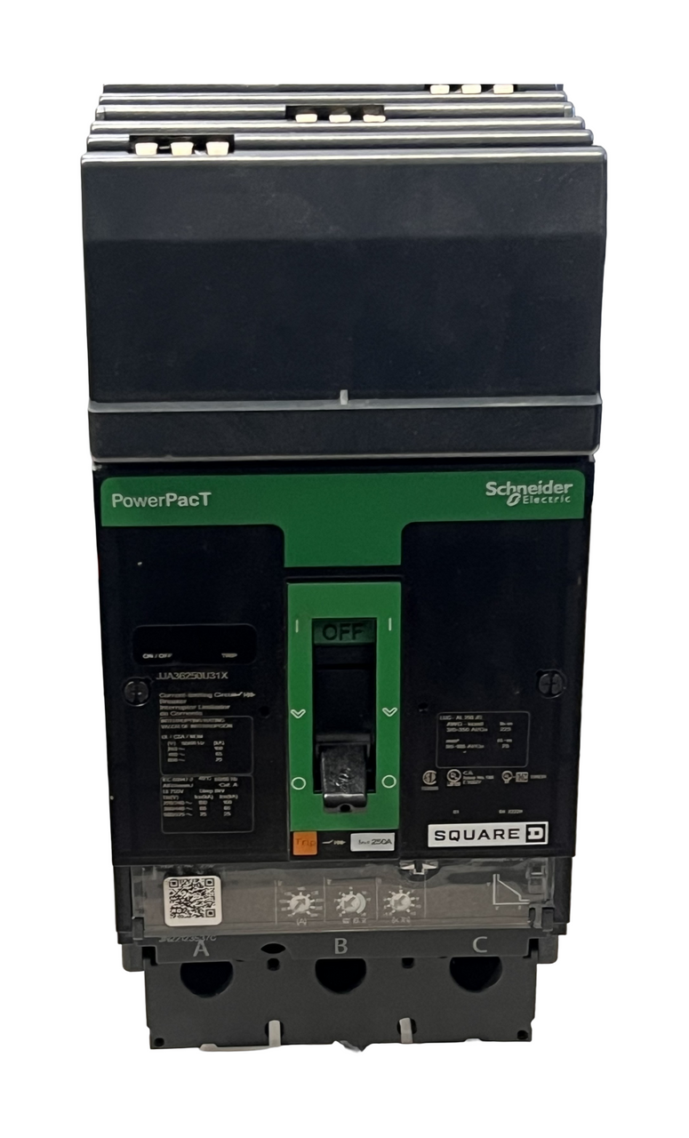 Square D PowerPacT J 250 A 3-Pole I-Line Circuit Breaker • 600 VAC • 25 kA • Micrologic 3.2 Trip Unit