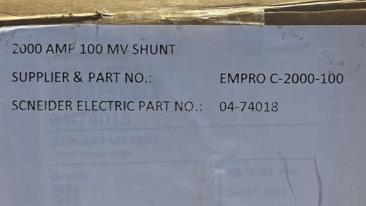 Empro C‑2000‑100 Shunt – 2000A DC Busbar Shunt, 100 mV Output, High-Accuracy Measurement