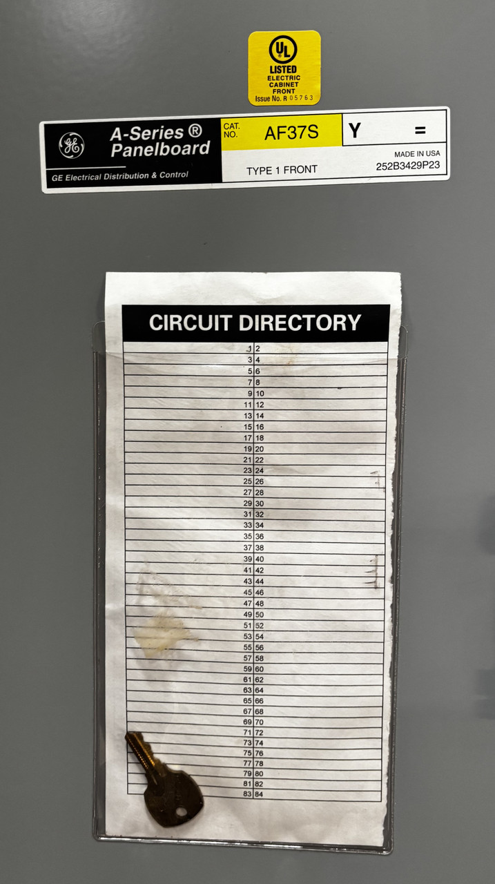 GE AQF3421MBX A Series Panelboard – 125A 208Y/120V 3 Phase 4 Wire 42 Circuit with 42 THQB1120 Breakers