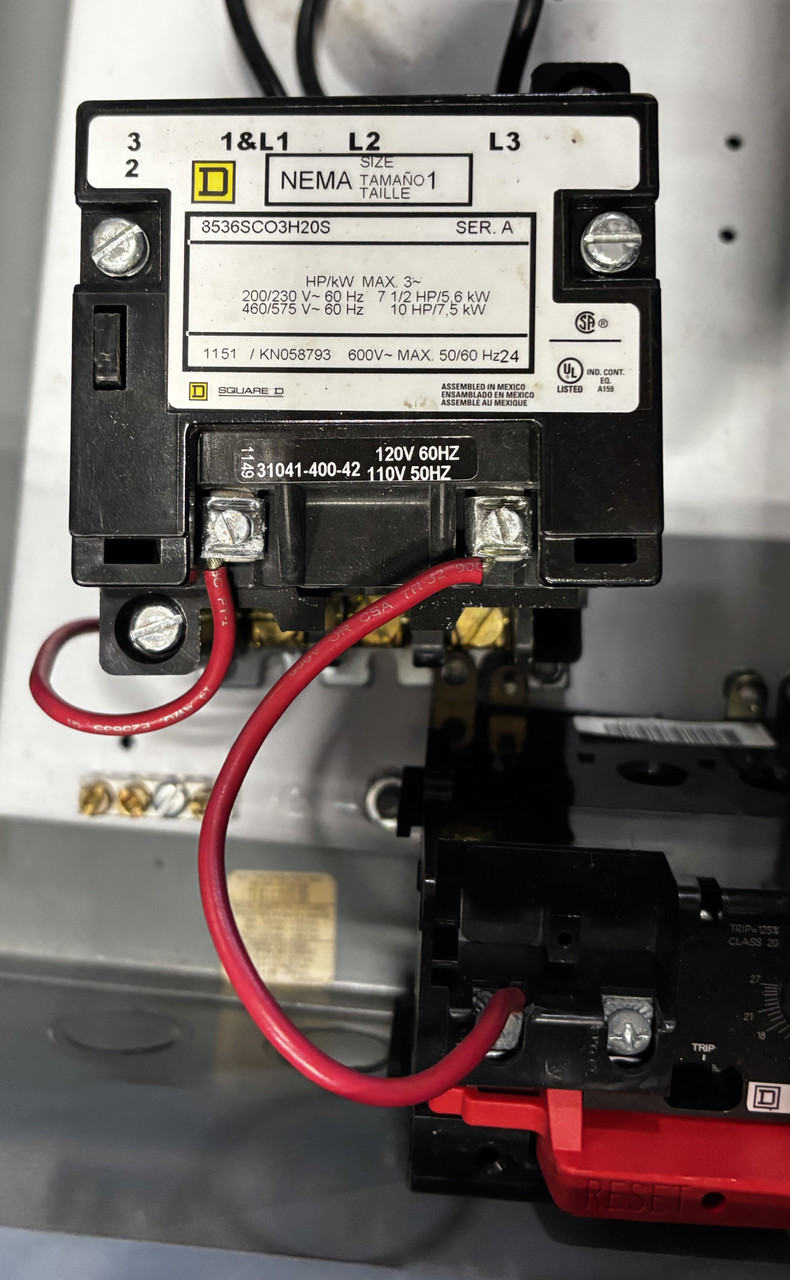 Square D 8538SCG11V02H20S Combination Motor Starter Type S – Non-Reversing, NEMA 1, 7.5–10 HP