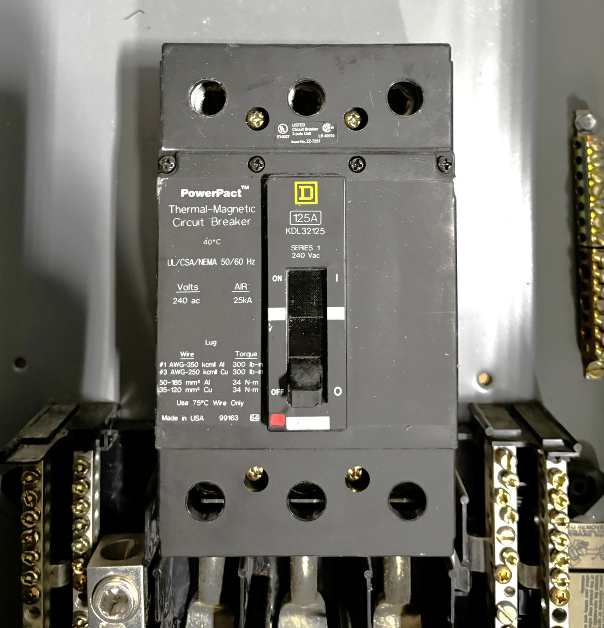 Square D QO Main Breaker Load Center – 125A, 42 Spaces, 3 Phase, NEMA 1 with (10) 1-Pole 10A and 1 2-Pole 10A Breakers