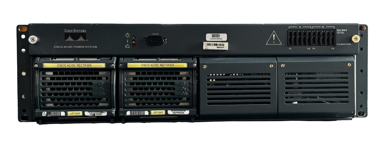 Cisco CSCO-SM-PWR-SA AC/DC Power Shelf with 2 XR1648 Rectifiers – Dual Voltage 100/120V & 200/250V, GMT Fuse Panel 45–56V DC