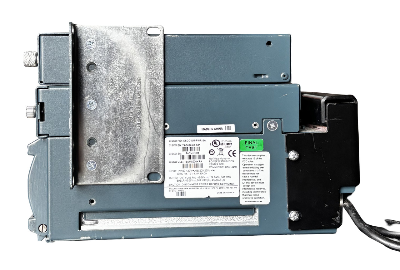 Cisco CSCO-SM-PWR-SA AC/DC Power System Shelf w/ (4) XR1648 Rectifiers + Power System Expansion Panel