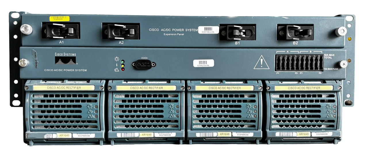 Cisco CSCO-SM-PWR-SA AC/DC Power System Shelf w/ (4) XR1648 Rectifiers + Power System Expansion Panel