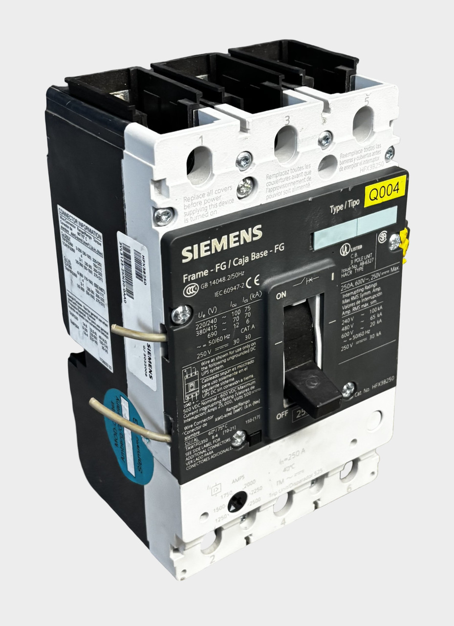 Siemens 3VL3125-3RR30-0AA0 Molded Case Circuit Breaker – 250A, 600V, 3-Pole, 65kA, Thermal Magnetic (FG Frame)