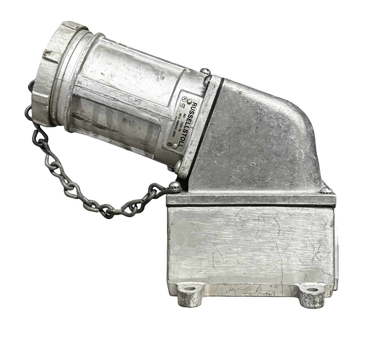Russellstoll 7324-78 60A Pin & Sleeve Receptacle Box Assembly, 3P4W, 600VAC, Aluminum
